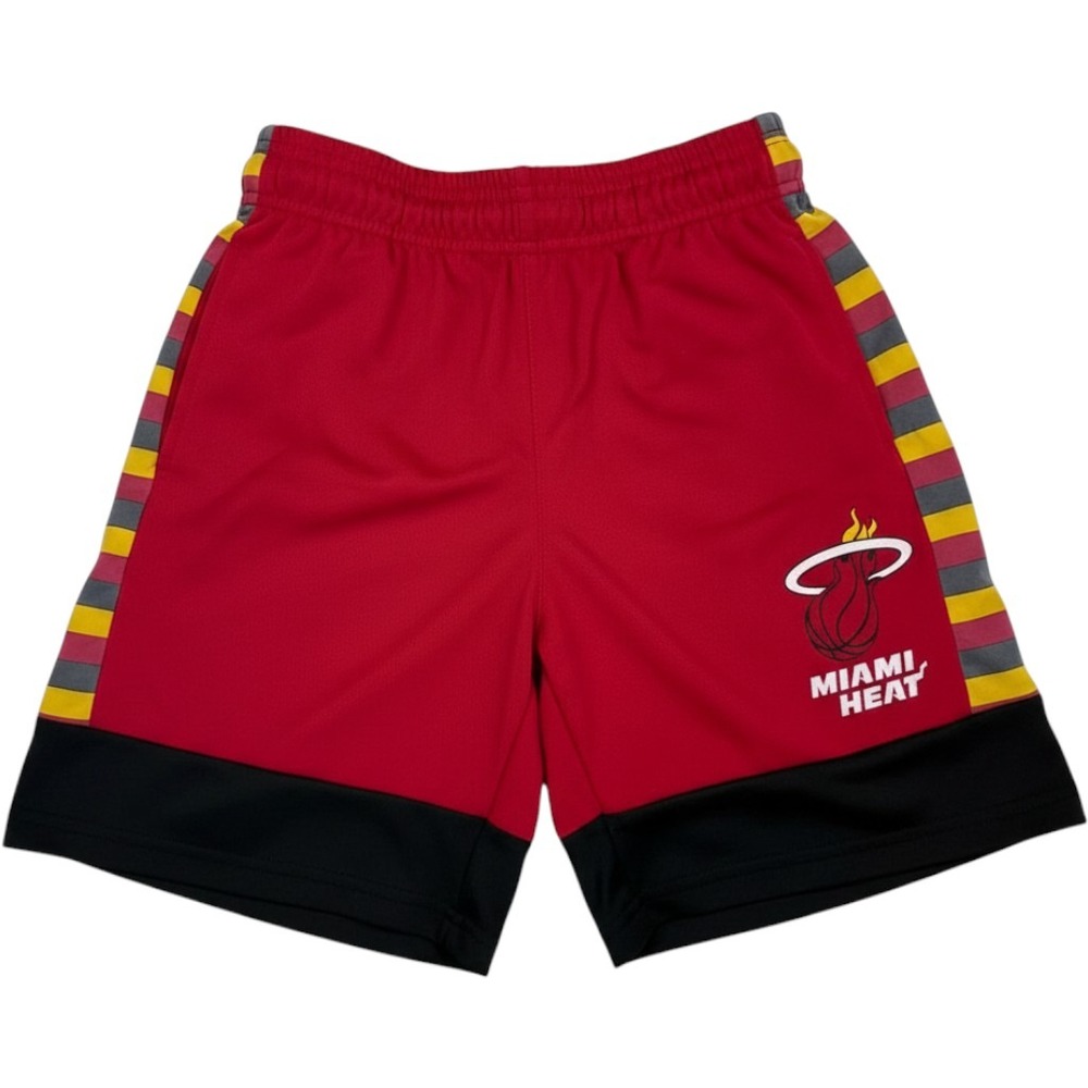 NBA Miami Heat Boys Basketball Shorts Red Black Striped Youth Medium 10-12